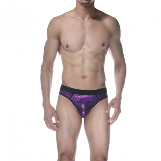 Фиолетовые блестящие мужские трусы-стринги - Don Moris купить с доставкой