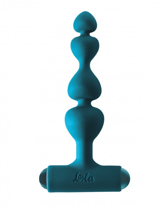 Бирюзовая анальная цепочка с перезаряжаемой вибропулей Excellence 2.0 - 15 см. - Lola Games