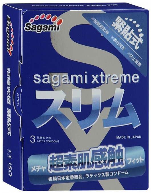 Розовые презервативы Sagami Xtreme FEEL FIT 3D - 3 шт. - Sagami - купить с доставкой в Екатеринбурге
