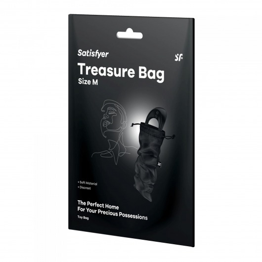 Черный мешочек для хранения игрушек Treasure Bag M - Satisfyer - купить с доставкой в Екатеринбурге