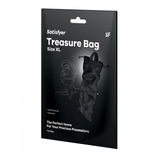 Черный мешочек для хранения игрушек Treasure Bag XL - Satisfyer - купить с доставкой в Екатеринбурге