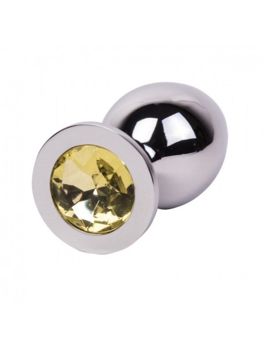 Большой стальной плаг с желтым кристаллом Sweet Lemon - 9,5 см. - Erotic Fantasy - купить с доставкой в Екатеринбурге