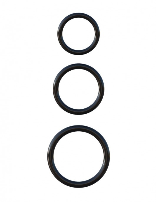 Набор из трех черных эрекционных колец Silicone 3-Ring Stamina Set - Pipedream - в Екатеринбурге купить с доставкой