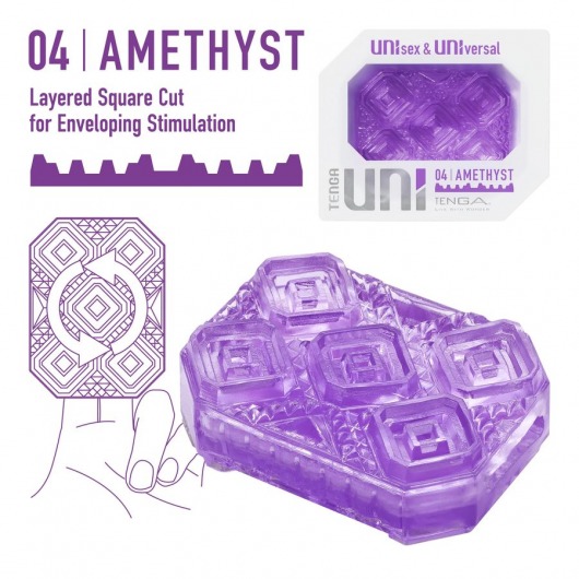 Фиолетовый мастурбатор-стимулятор Tenga Uni Amethyst - Tenga - в Екатеринбурге купить с доставкой