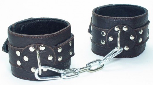 Кожаные наручники на металлической цепочке - БДСМ Арсенал - купить с доставкой в Екатеринбурге
