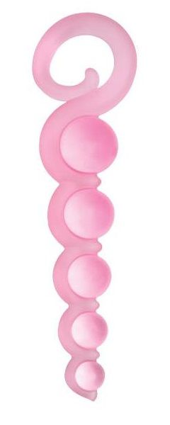 Розовая анальная цепочка из 5 шариков различного диаметра - 25,5 см. - Dream Toys