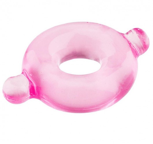 Розовое эрекционное кольцо с ушками для удобства надевания BASICX TPR COCKRING PINK - Dream Toys - в Екатеринбурге купить с доставкой