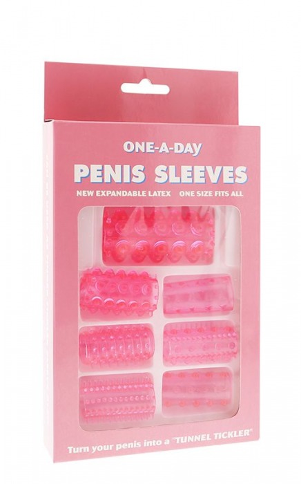 Набор из 7 розовых насадок на пенис ONE-A-DAY PENIS SLEEVES PINK - Seven Creations - в Екатеринбурге купить с доставкой