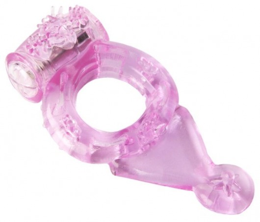 Розовое эрекционное виброкольцо с хвостом - Toyfa Basic - в Екатеринбурге купить с доставкой