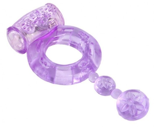 Фиолетовое эрекционное кольцо с вибратором - Toyfa Basic - в Екатеринбурге купить с доставкой