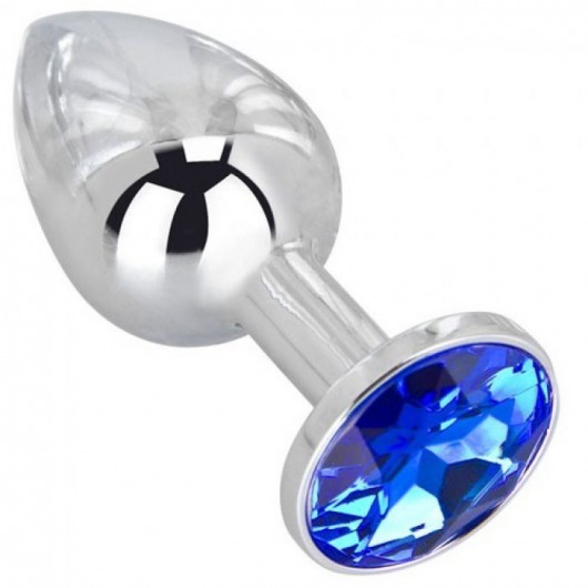 Анальное украшение BUTT PLUG  Small с синим кристаллом - 7 см. - Anal Jewelry Plug - купить с доставкой в Екатеринбурге