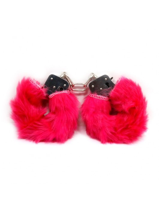 Красные меховые наручники Love с ключиками - Baile - купить с доставкой в Екатеринбурге