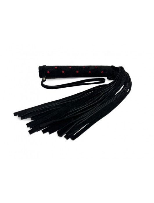 Черная замшевая плеть с красными точками на рукояти Red dot Princess - 43 см. - БДСМ Арсенал - купить с доставкой в Екатеринбурге