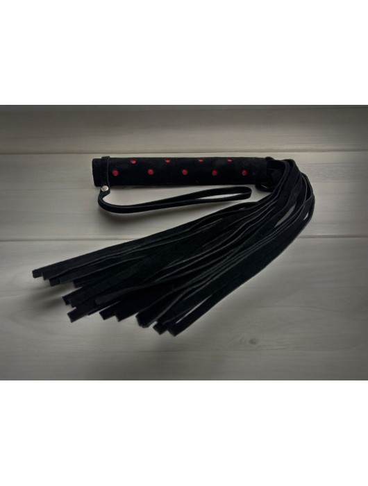 Черная замшевая плеть с красными точками на рукояти Red dot Princess - 43 см. - БДСМ Арсенал - купить с доставкой в Екатеринбурге