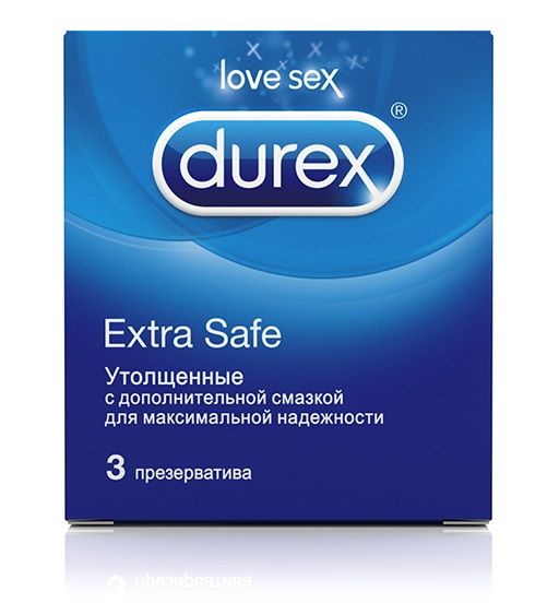 Утолщённые презервативы Durex Extra Safe - 3 шт. - Durex - купить с доставкой в Екатеринбурге