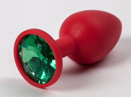 Красная силиконовая пробка с зеленым кристаллом - 7,1 см. - 4sexdreaM - купить с доставкой в Екатеринбурге