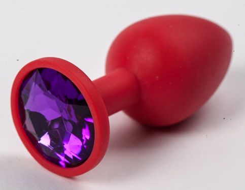 Красная силиконовая пробка с фиолетовым кристаллом - 7,1 см. - 4sexdreaM - купить с доставкой в Екатеринбурге