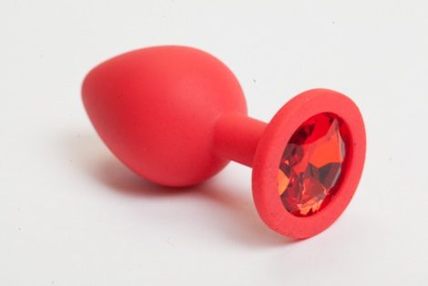 Красная силиконовая пробка с алым стразом - 7,1 см. - 4sexdreaM - купить с доставкой в Екатеринбурге