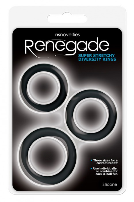 Набор из 3 чёрных эрекционных колец Renegade Diversity Rings Black - NS Novelties - в Екатеринбурге купить с доставкой