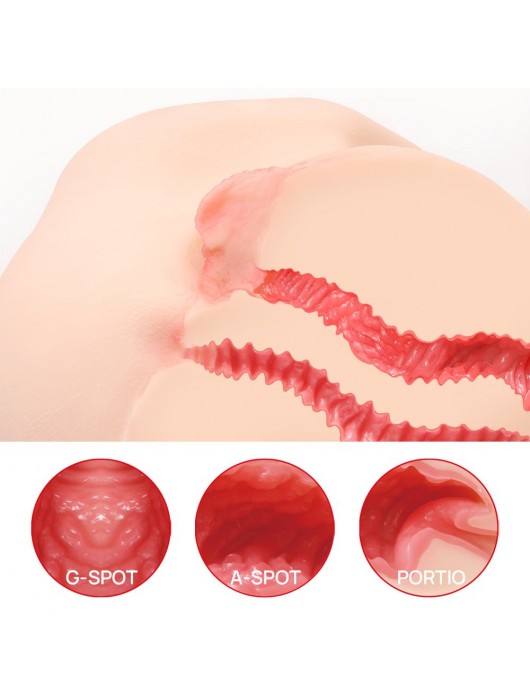 Телесный полуторс с двойным слоем материала и вибрацией Vanilla Onahole Real Vagina - KOKOS - в Екатеринбурге купить с доставкой