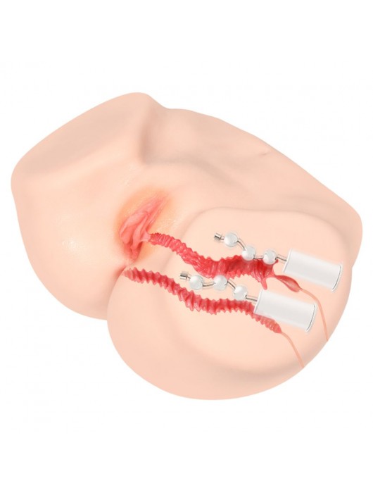 Телесный полуторс с двойным слоем материала и вибрацией Vanilla Onahole Real Vagina - KOKOS - в Екатеринбурге купить с доставкой