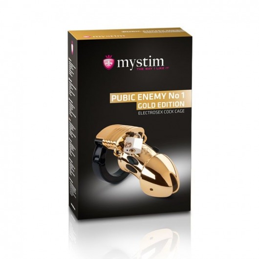 Золотистый пояс верности Pubic Enemy No1 Gold Edition для электростимуляции - MyStim - купить с доставкой в Екатеринбурге