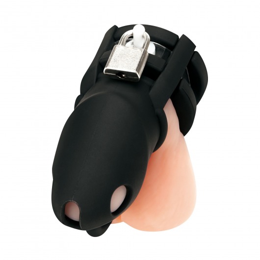 Черная клетка для пениса Silicone Small 2 in Cock Cage With Ball Divider - BlueLine - купить с доставкой в Екатеринбурге