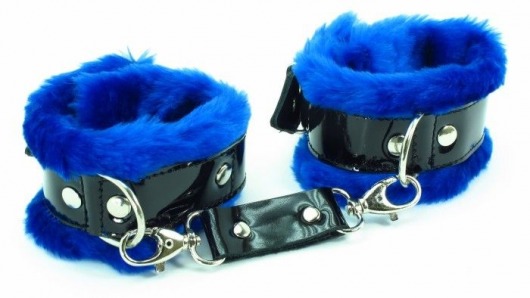 Синие наручники с мехом BDSM Light - БДСМ Арсенал - купить с доставкой в Екатеринбурге