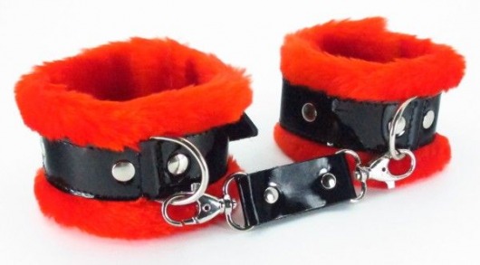 Красные наручники с мехом BDSM Light - БДСМ Арсенал - купить с доставкой в Екатеринбурге