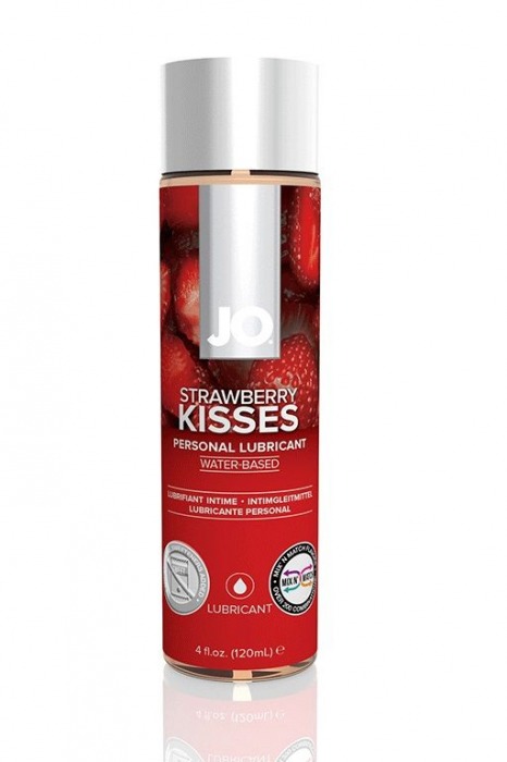 Лубрикант на водной основе с ароматом клубники JO Flavored Strawberry Kiss - 120 мл. - System JO - купить с доставкой в Екатеринбурге