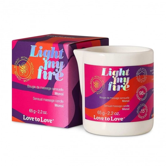 Массажная свеча Light My Fire с ароматом моной - 80 мл. - Love to Love - купить с доставкой в Екатеринбурге