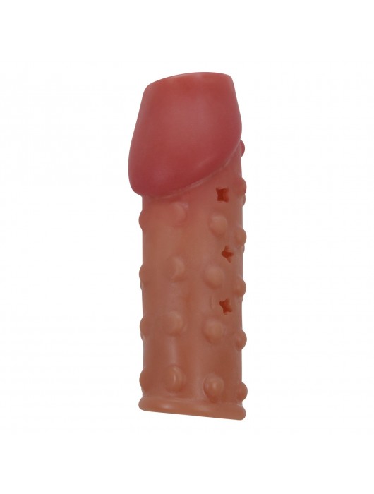 Телесная открытая насадка на пенис с бугорками - 19,8 см. - Baile - в Екатеринбурге купить с доставкой