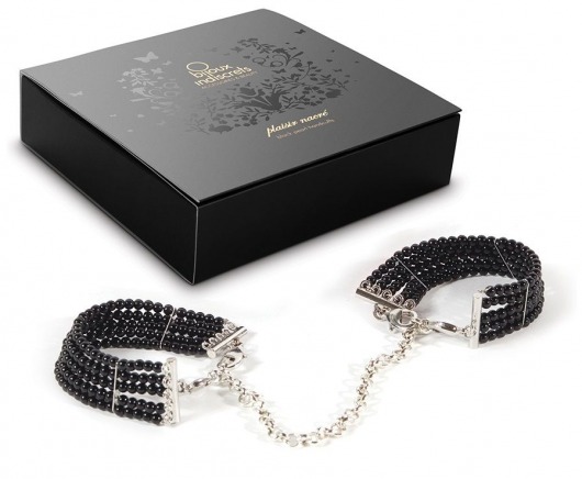 Чёрные дизайнерские наручники Plaisir Nacre Bijoux - Bijoux Indiscrets - купить с доставкой в Екатеринбурге