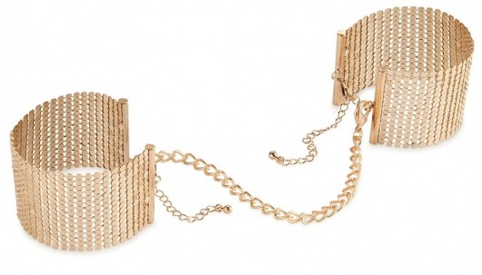 Дизайнерские золотистые наручники Desir Metallique Handcuffs Bijoux - Bijoux Indiscrets - купить с доставкой в Екатеринбурге