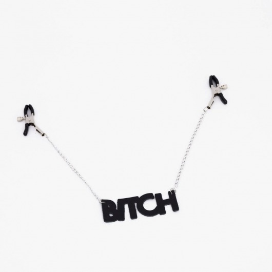 Зажимы на соски с кожаной подвеской Bitch - Crazy Handmade - купить с доставкой в Екатеринбурге