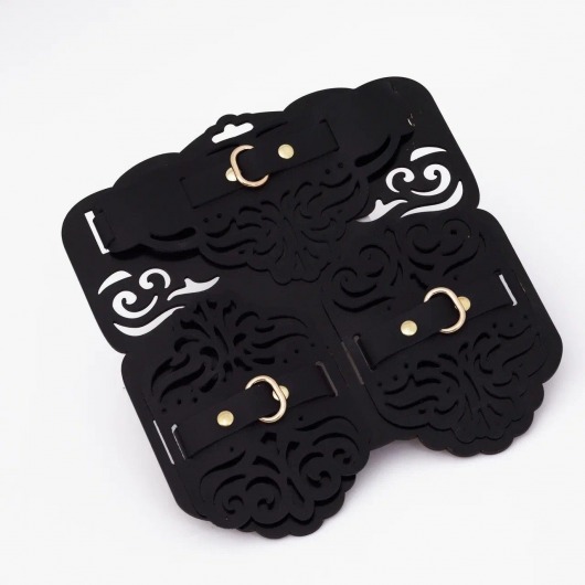 Фигурный набор для БДСМ-игр с узорами и золотистой фурнитурой - Crazy Handmade - купить с доставкой в Екатеринбурге