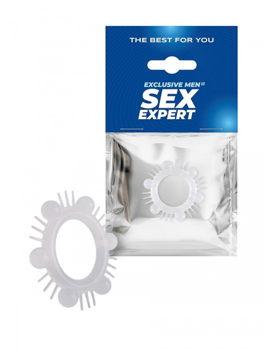 Эластичное эрекционное кольцо с шипиками и шариками - Sex Expert - в Екатеринбурге купить с доставкой