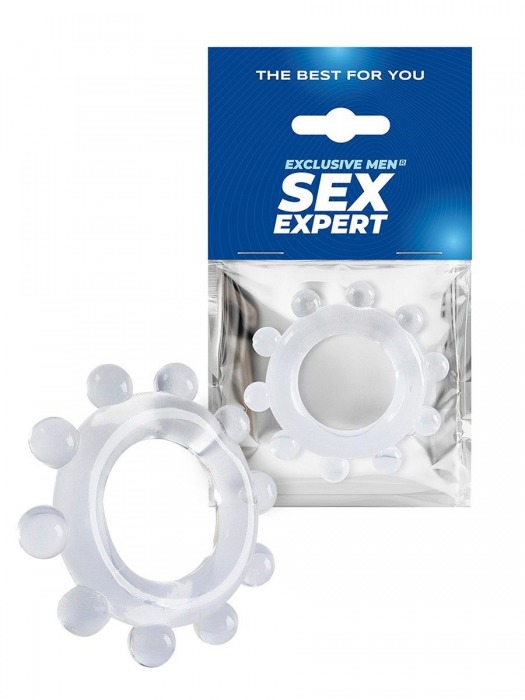 Прозрачное эрекционное кольцо со стимулирующими шариками - Sex Expert - в Екатеринбурге купить с доставкой