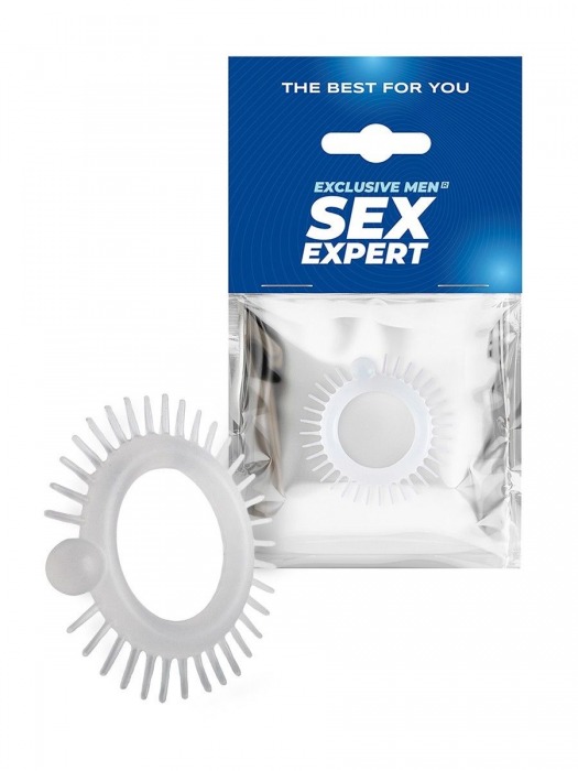 Эластичное эрекционное кольцо с шипиками и шариком - Sex Expert - в Екатеринбурге купить с доставкой