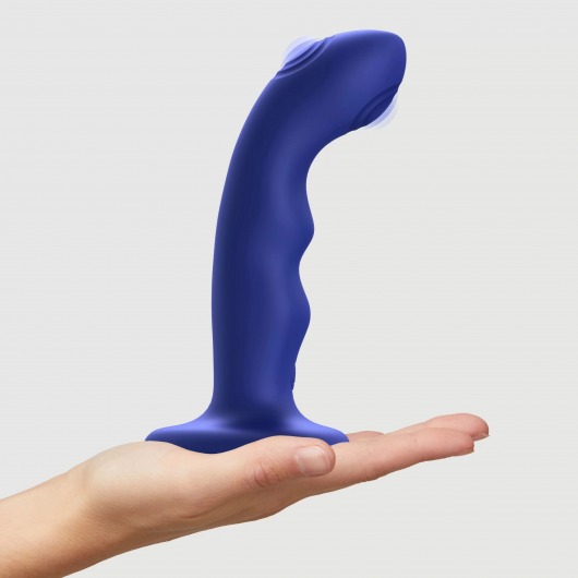 Синяя насадка-стимулятор Strap-On-Me Tapping Dildo Wave - Strap-on-me - купить с доставкой в Екатеринбурге