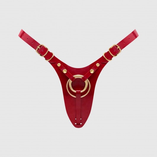 Красный пояс для фиксации насадок Strap-On-Me Leatherette Harness Fabulous - Strap-on-me - купить с доставкой в Екатеринбурге