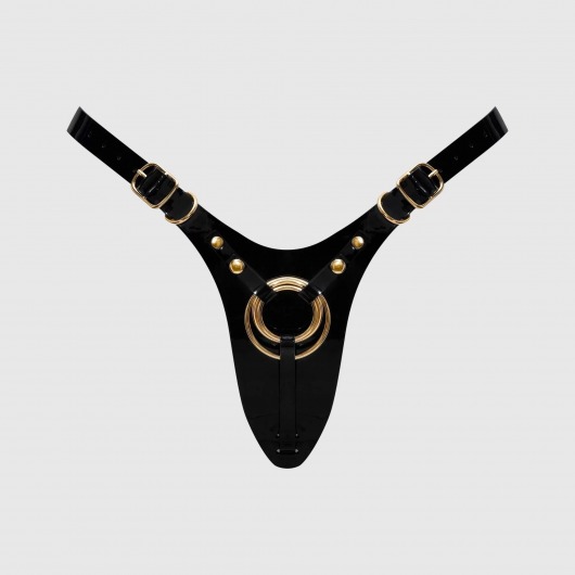 Черный пояс для фиксации насадок Strap-On-Me Leatherette Harness Fabulous - Strap-on-me - купить с доставкой в Екатеринбурге