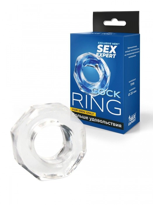 Прозрачное эрекционное кольцо в форме гайки - Sex Expert - в Екатеринбурге купить с доставкой