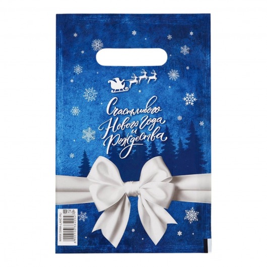 Сине-белый подарочный новогодний пакет с вырубной ручкой (20х30 см) - Сима-Ленд - купить с доставкой в Екатеринбурге