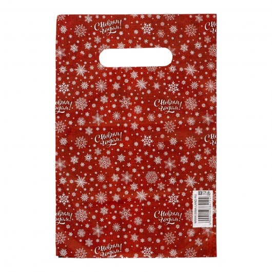 Красный подарочный новогодний пакет с вырубной ручкой (20х30 см) - Сима-Ленд - купить с доставкой в Екатеринбурге