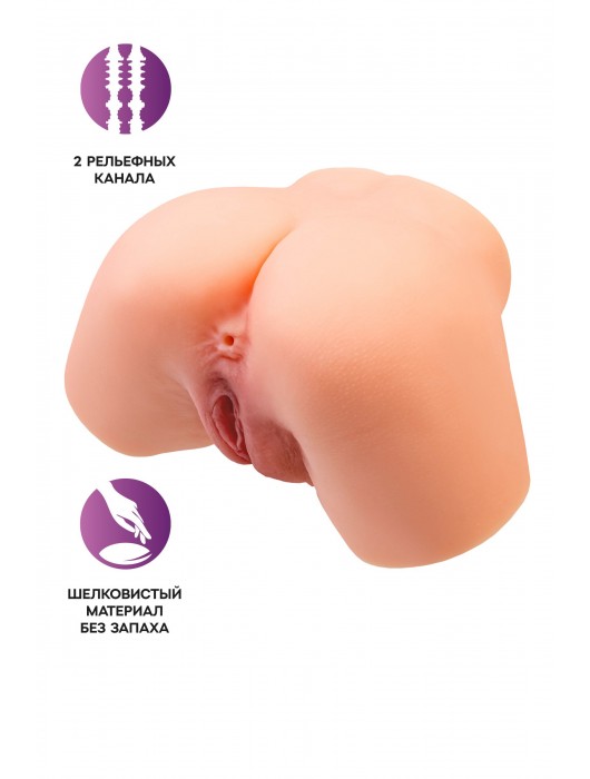 Телесный реалистичный мастурбатор-полуторс с 2 любовными входами - No Name - в Екатеринбурге купить с доставкой