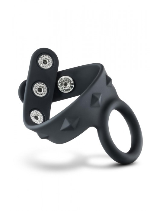 Черное эрекционное кольцо с подхватом мошонки на кнопках VS6 - Blush Novelties - в Екатеринбурге купить с доставкой