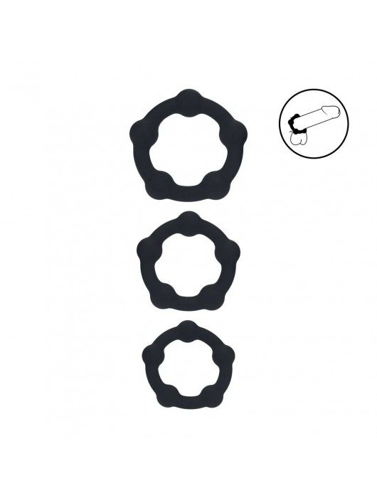 Набор из 3 эрекционных колец Beaded Silicone Cockring Set - Shots Media BV - в Екатеринбурге купить с доставкой