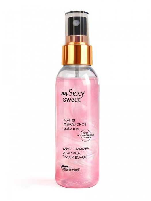 Мист для лица, тела и волос Sexy Sweet с ароматом бабл-гам, шиммером и феромонами - 95 мл. -  - Магазин феромонов в Екатеринбурге