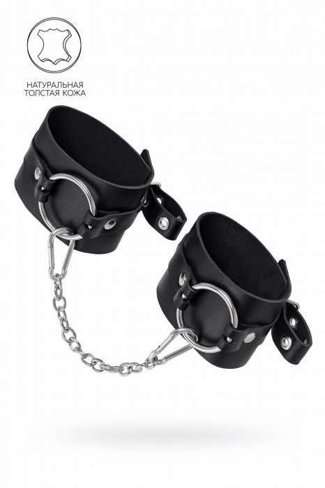Черные оковы из толстой кожи с люверсами - Pecado - купить с доставкой в Екатеринбурге